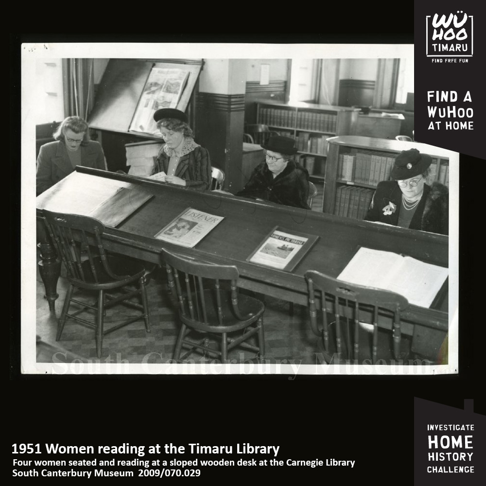 WuHoo HomeHistory Linwood House 0220 Rhodes_1951 Women_reading_at_the_Timaru_Library