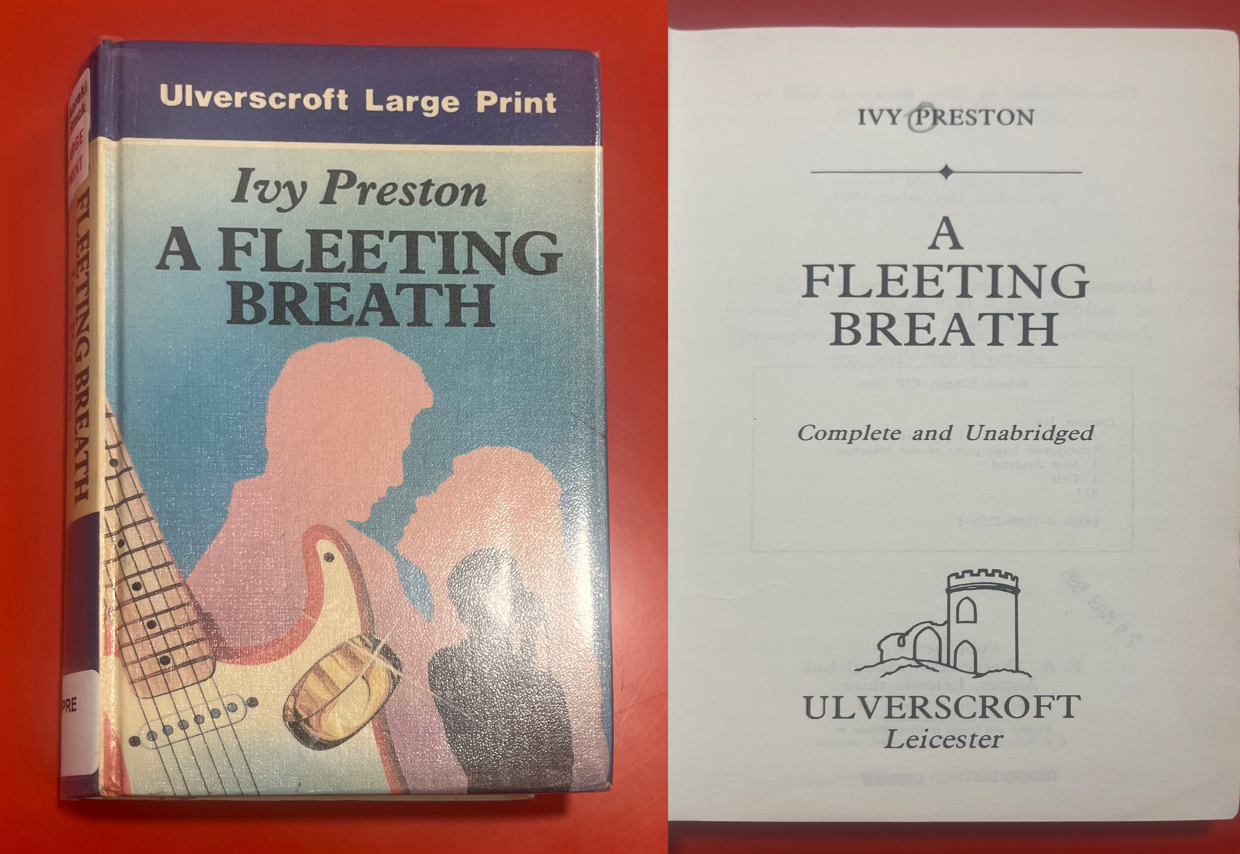A fleeting breath cover and inside page of a book by Timaru author Ivy Preston
