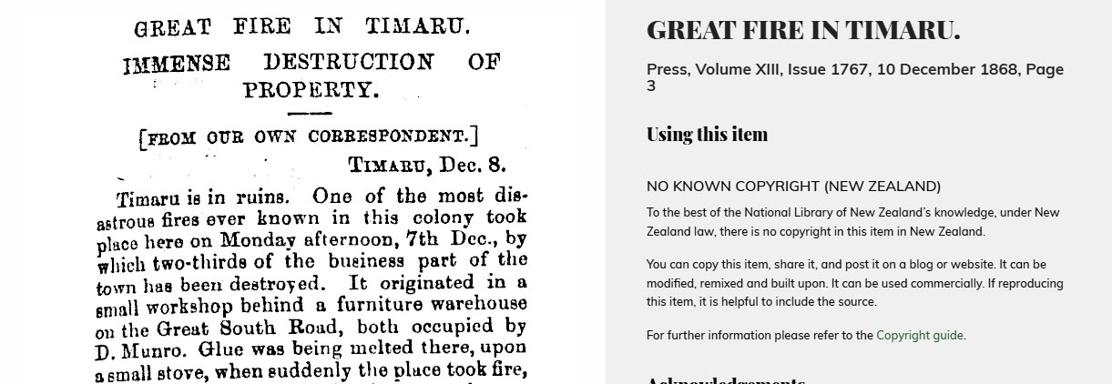 An article about the great fire of Timaru published 1868 referrs to Great South Road