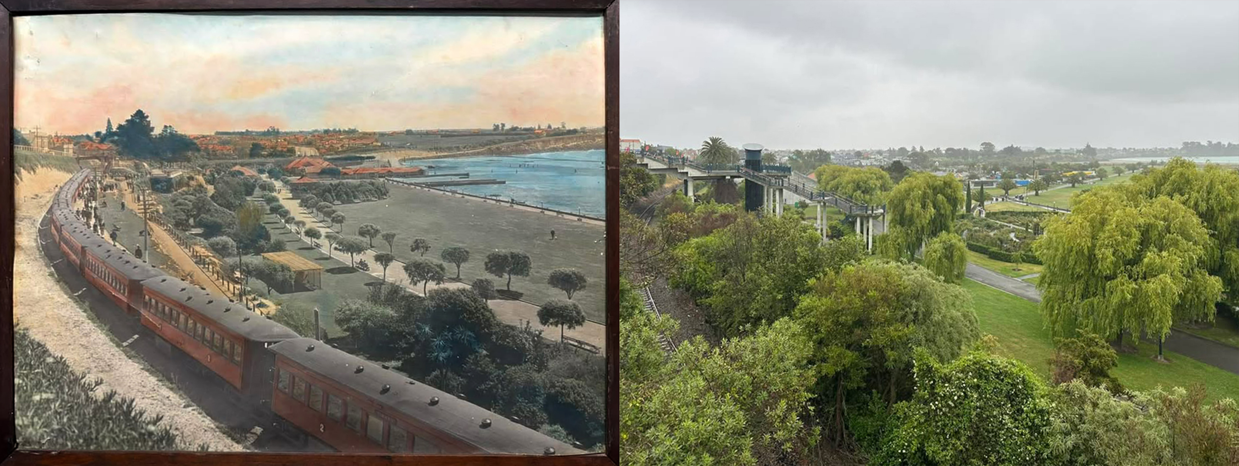 Caroline Bay Rail then and now