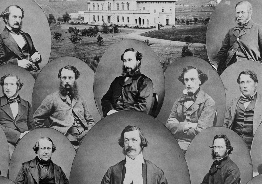 Collage of portraits of the New Zealand House of Representatives 1860 1869 Alexander Turnbull Library