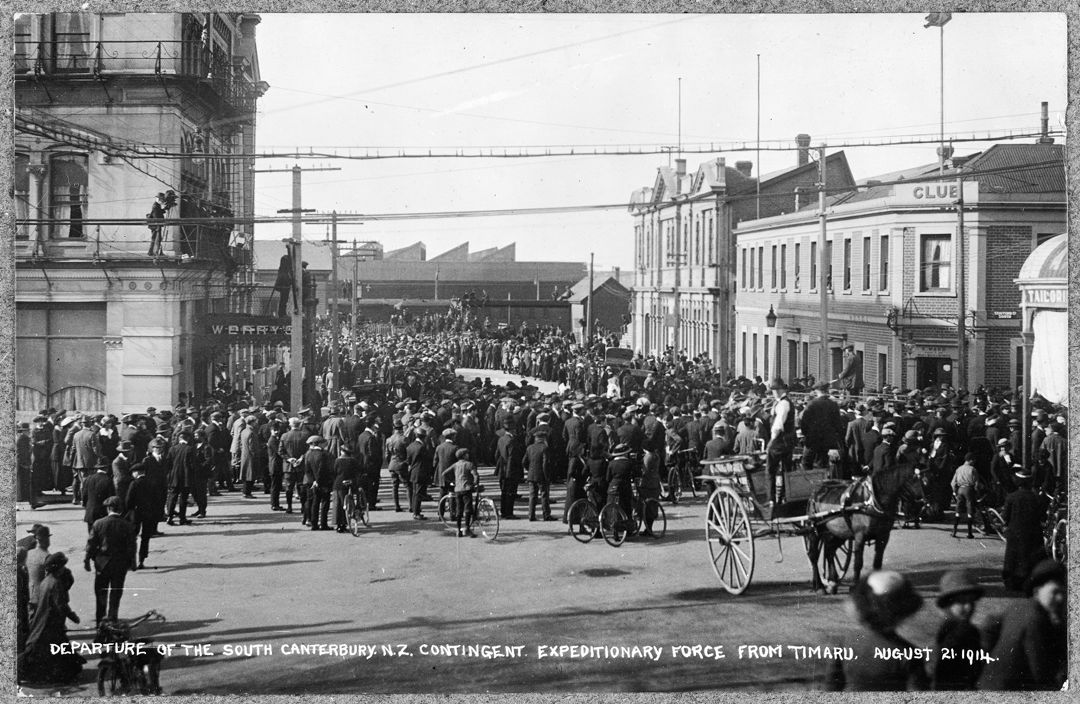 Departure of the 2nd South Canterbury regiment from Timaru WWI Alexander Turnbull 23136046