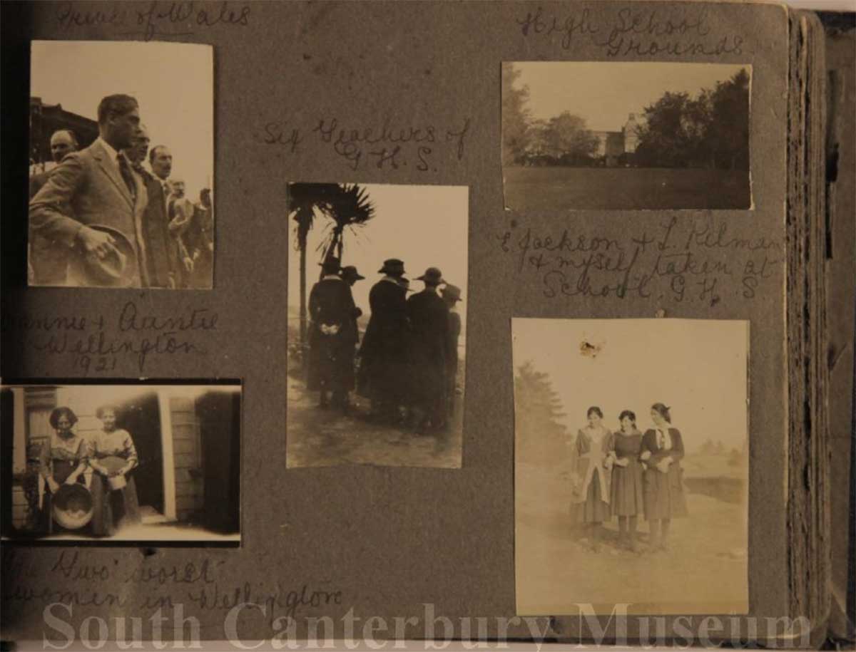 E Jackson L Kilman and Gwendolyn Moore taken at school Girls High School 1916 1921 South Canterbury Museum 2006 091 057 31