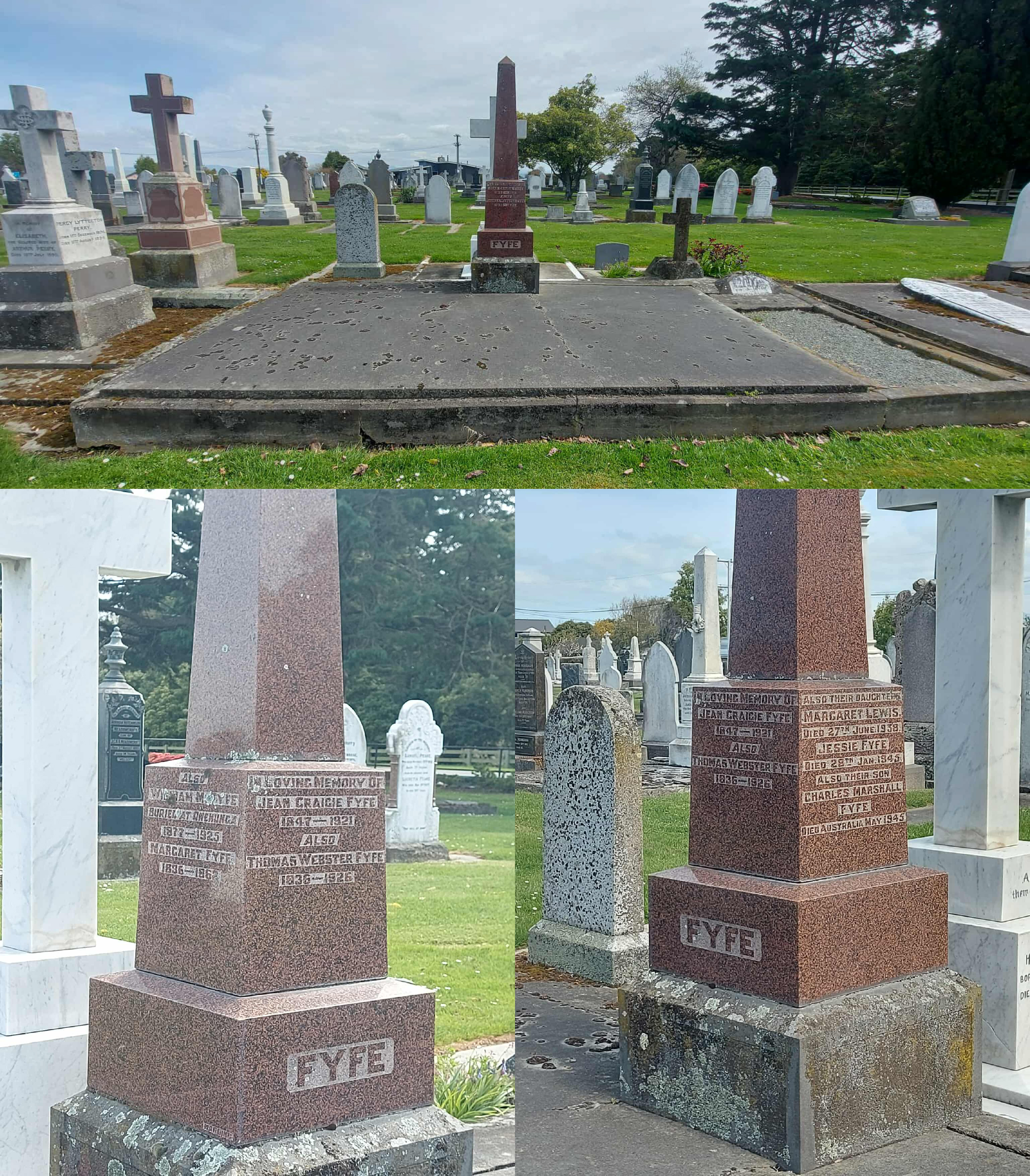Fyfe Graves Timaru Cemetery Roselyn Fauth Detail