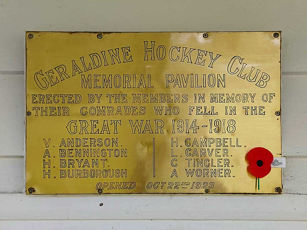 Geraldine Croquet Club former hockey club Roselyn Fauth 260615 Monument Plaque