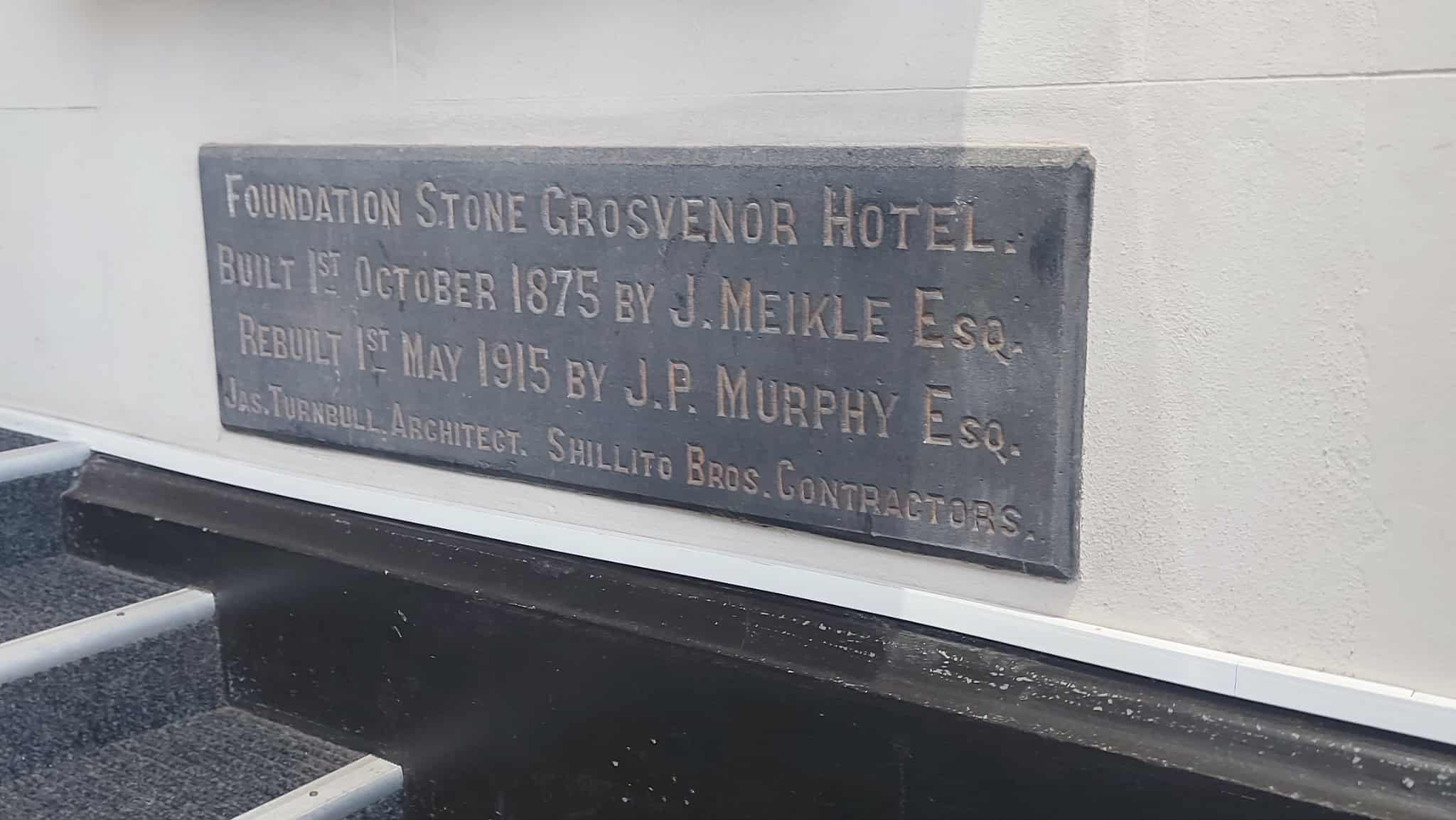 Grosvenor Hotel foundation stone