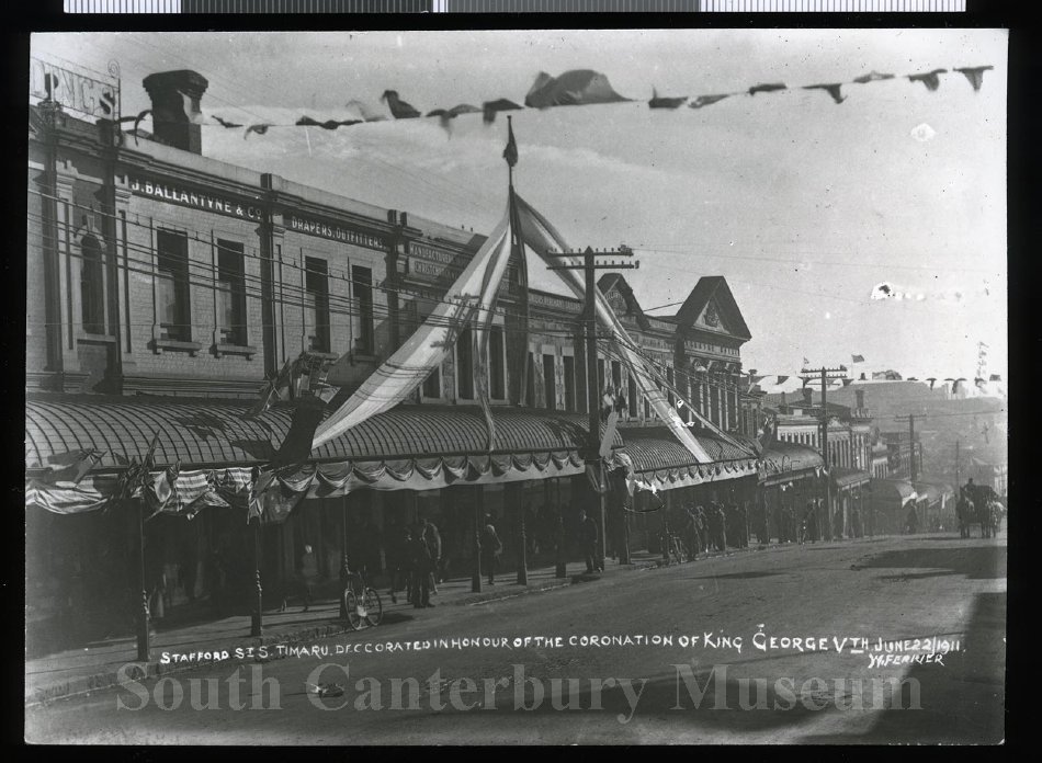 Stafford St Timaru decorated in honour of the Coronation of King George Vth June 221911 South Canterbury Museum 1488