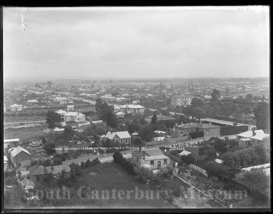 Timaru looking west from the Dome of the RC Church No1 South Canterbury Museum 6101