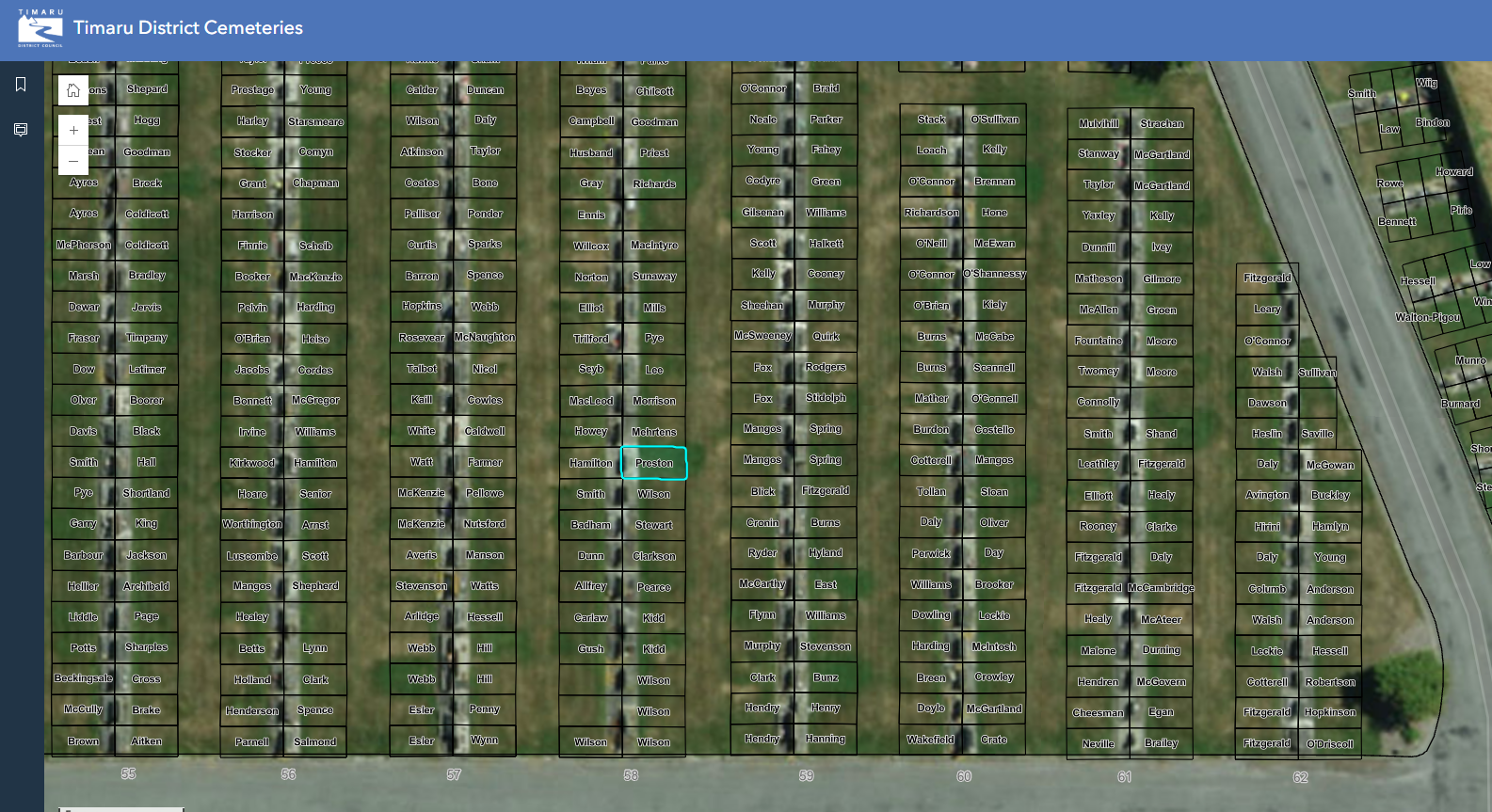 Ivy Preston rests here beside her husband Percy at the Timaru Cemetery screen shot of the Cemetery Map 2