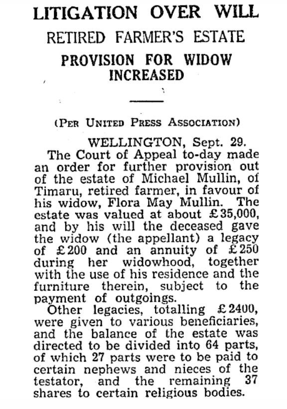 LITIGATION OVER WILL Otago Daily Times Issue 22999 30 September 1936 Page 10
