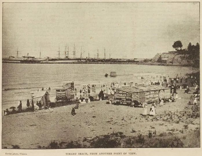 1894 01 06 Timaru Beach from another point of view New Zealand Graphic Ferrier William 1855 1922 Auckland Libraries Heritage Collections NZG 18940106 0001 02