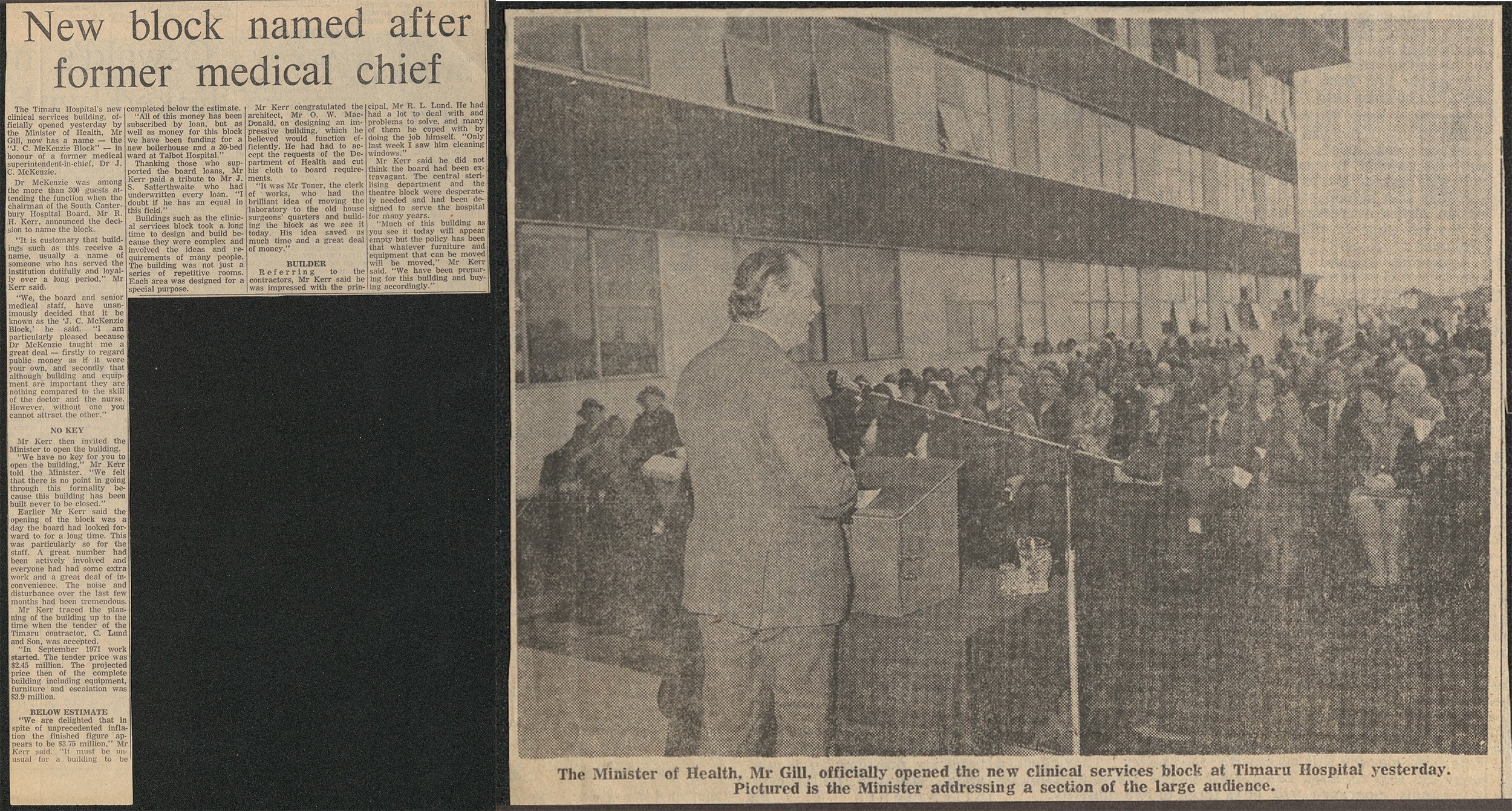 Timaru Hosptial New block named after former medical chief 15 May 1976 Aoraki Heritage Collection