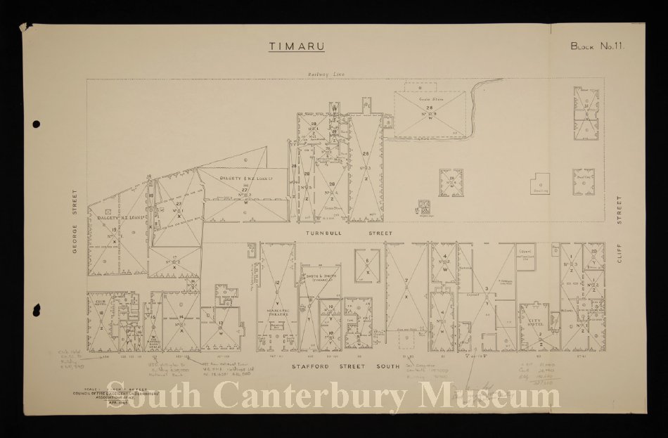 Tunrbull street Fire and Accident Underwriters Association block plans Timaru township 1959 South Canterbury Museum 200200506b 10