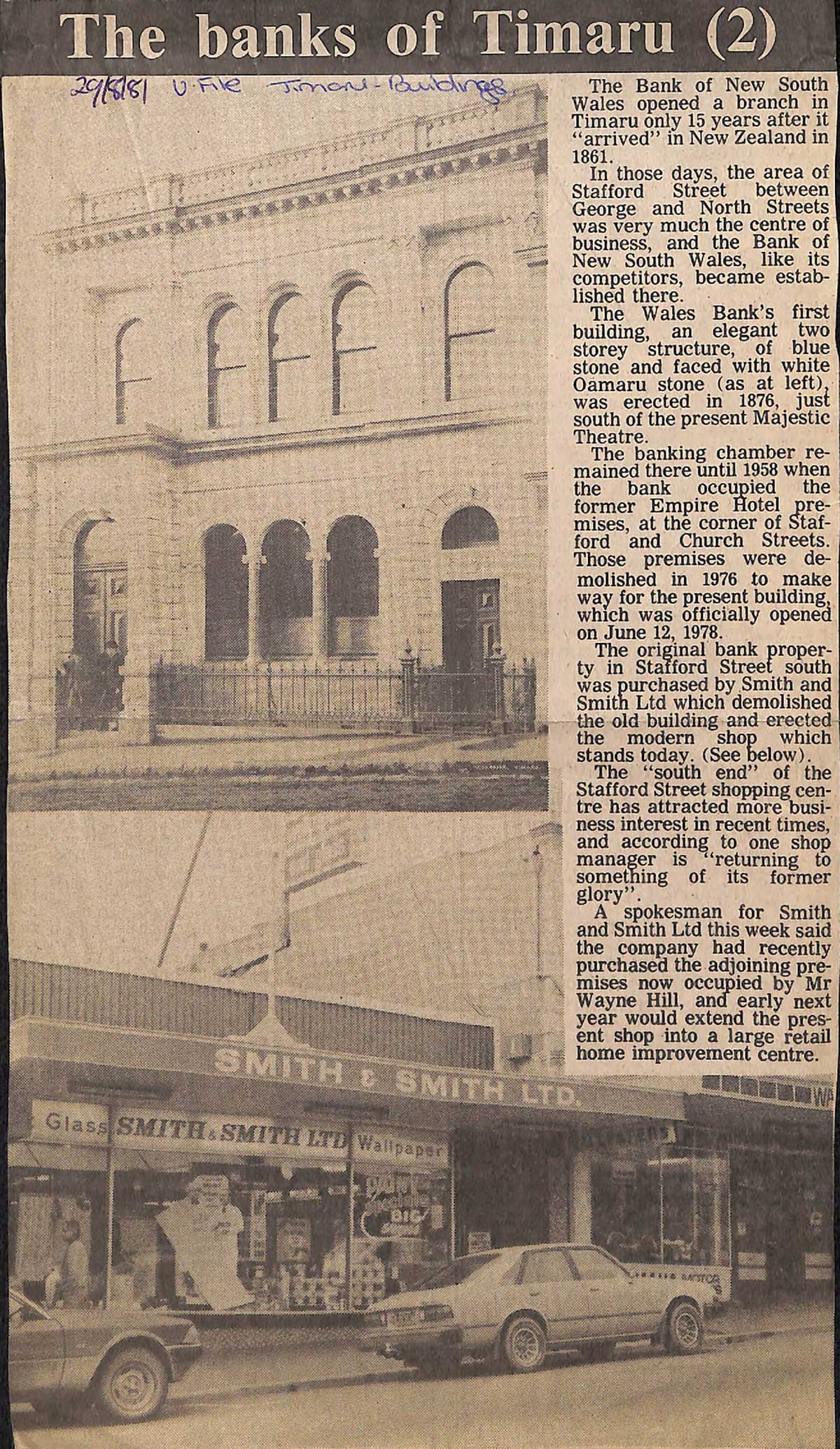 Union Bank The banks of Timaru 29 Aug 1981 The Timaru Herald