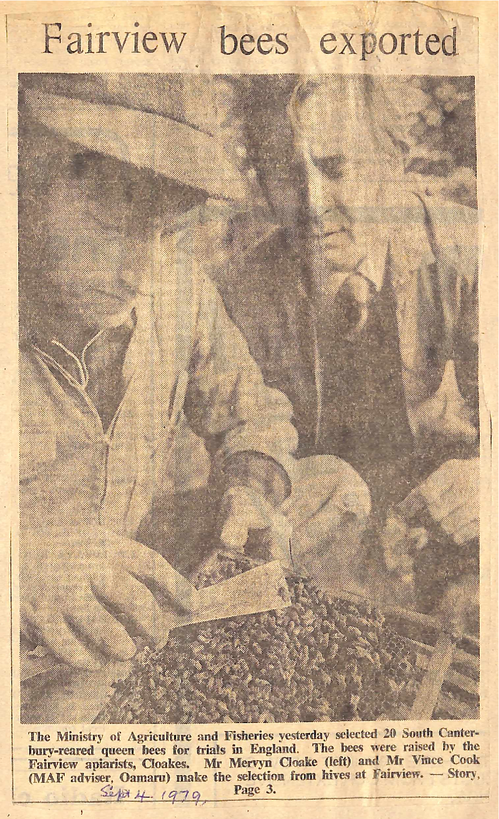 Fairview bees exported (04 Sep 1979). Aoraki Heritage Collection, accessed 13/07/2025, <a href=