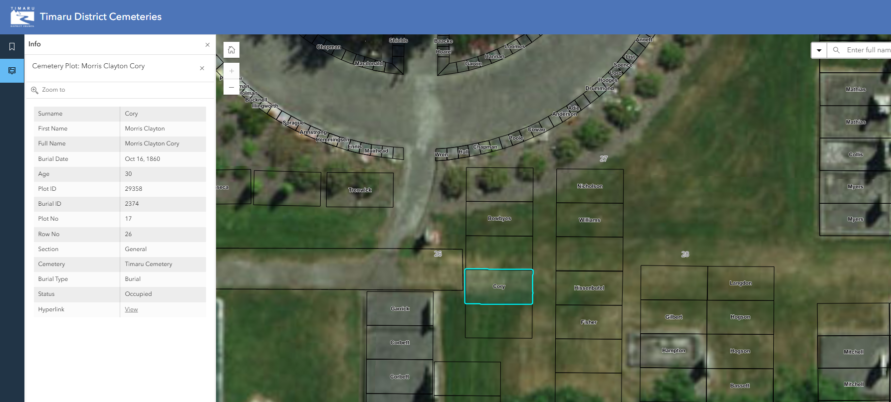 Screenshot Timaru Cemetery Map 2025 05 22 073122