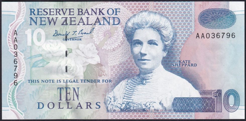 new zealand 19192 ten dollars p178a first prefix front 980x483
