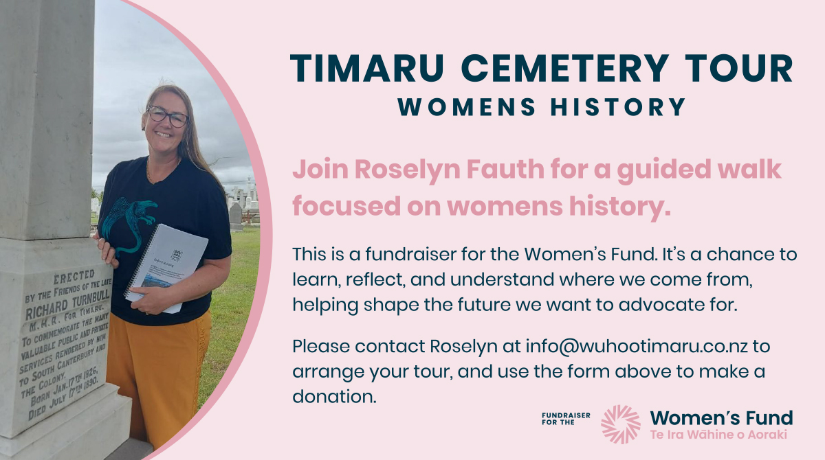 timaru cemetery tour with aoraki foundations womens fund 260130