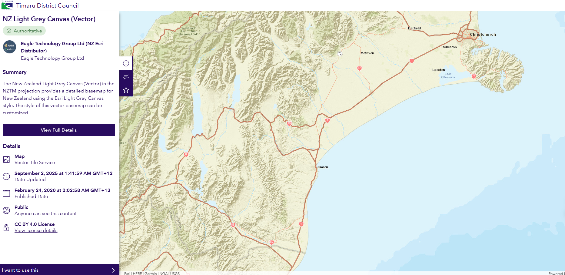vector basemap Timaru District Council